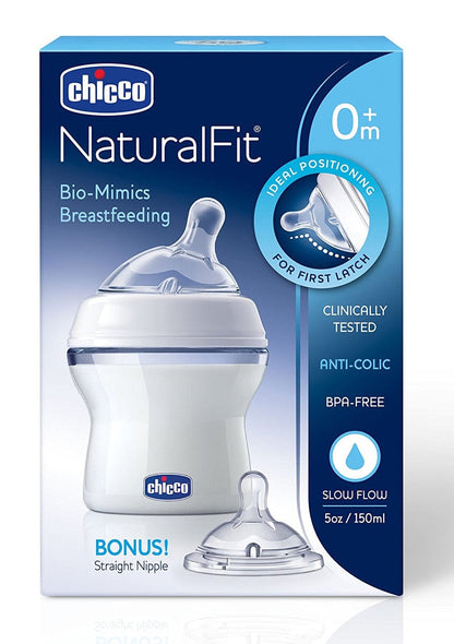 Chicco Naturalfit 5 oz. 0m+ Slow Flow Bottle & Bonus Nipple - 00080811000070