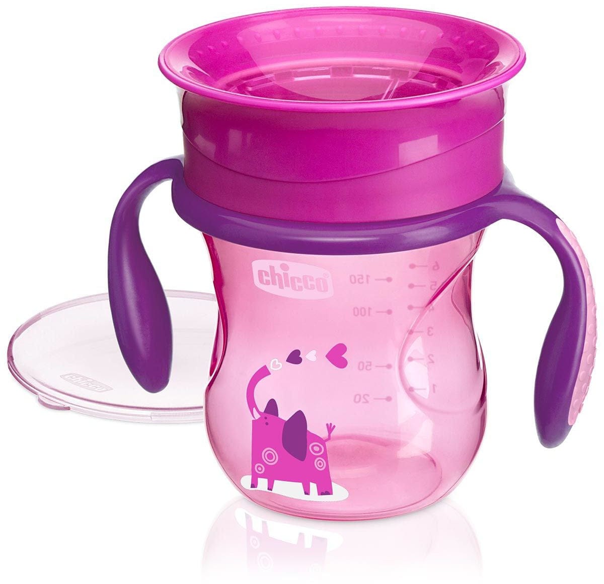 Chicco NaturalFit 7oz 360 Rim Trainer Cup with Handles - Pink - 00006951100070