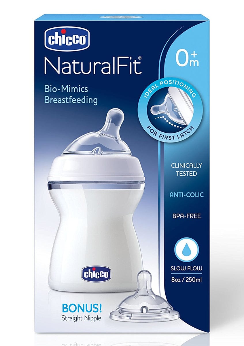 Chicco Naturalfit 8 oz. 0m+ Slow Flow Bottle & Bonus Nipple - 00080823100070