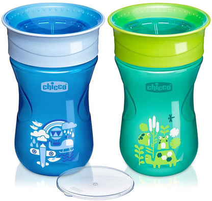 Chicco NaturalFit 9oz 360 Rim Set of 2 Trainer Cups - Blue/Teal - 00006972200070