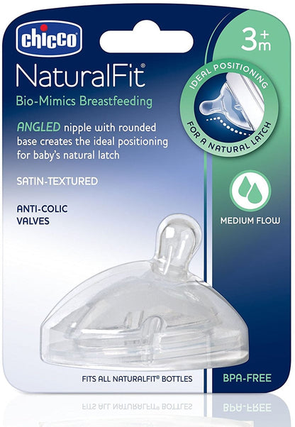 Chicco Naturalfit Nipple 3m+ Angled, Medium Flow - 00081123000070