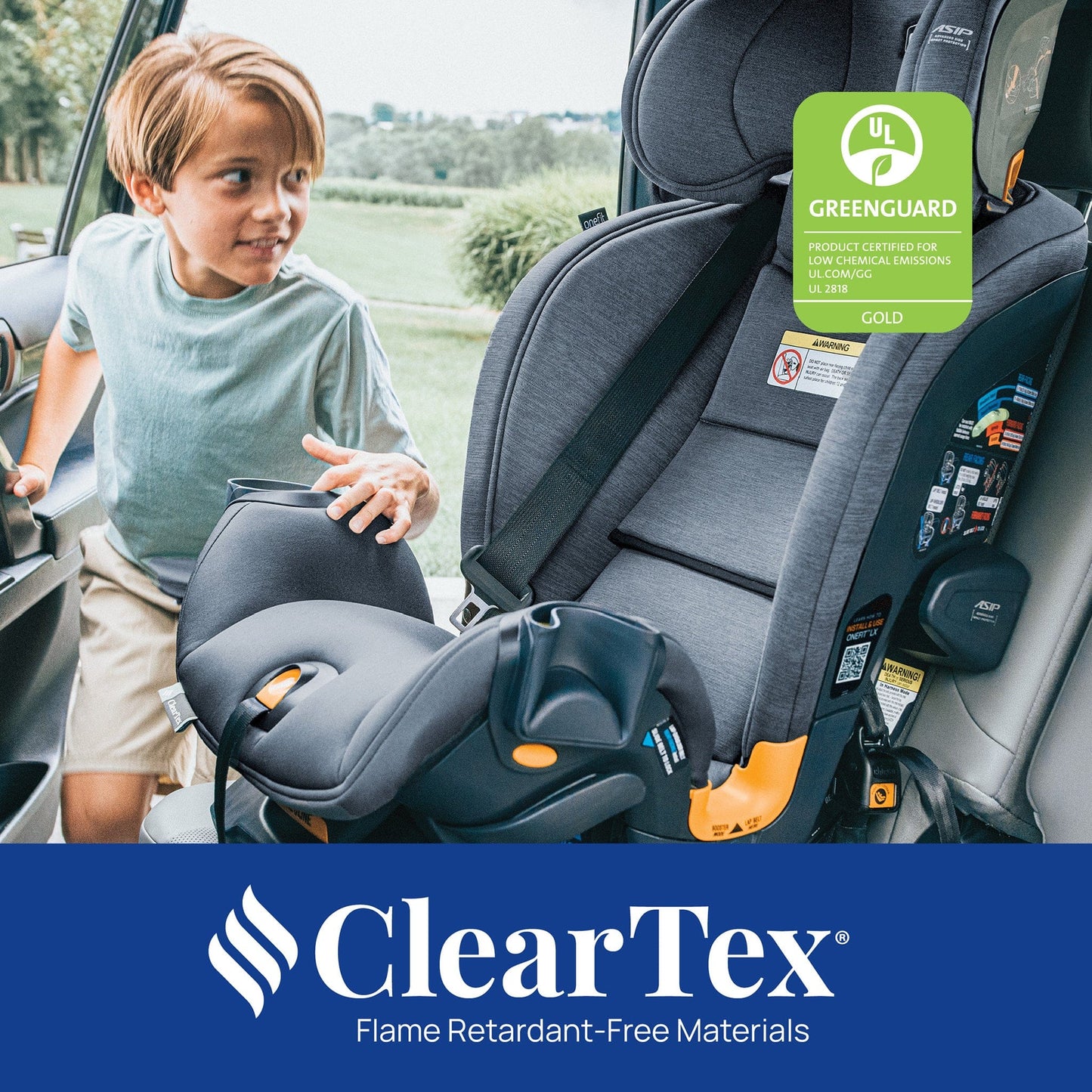 Chicco OneFit LX ClearTex All-in-One Convertible Car Seat - Smoke - 00087144040070