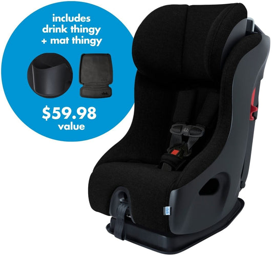 Clek Fllo Convertible Car Seat + Drink & Mat Thingy Bundle - Carbon (Jersey Knit) - FL19U1-JBB-DMTB
