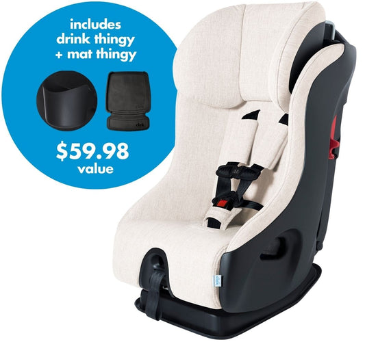 Clek Fllo Convertible Car Seat + Drink & Mat Thingy Bundle - Marshmallow (C-Zero Plus) - FL19U1-WHTB-DMTB