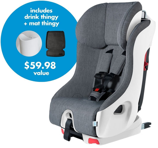 Clek Foonf Convertible Car Seat + Drink & Mat Thingy Bundle - C-Zero Cloud - FO19U1-GYW-DMTB