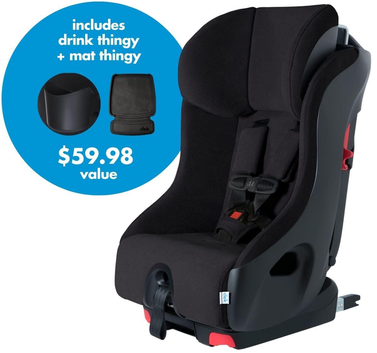 Clek Foonf Convertible Car Seat + Drink & Mat Thingy Bundle - C-Zero Shadow - FO19U1-BKB-DMTB