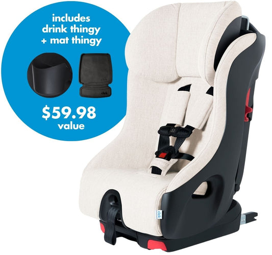 Clek Foonf Convertible Car Seat + Drink & Mat Thingy Bundle - Marshmallow (C-Zero Plus) - FO19U1-WHTB-DMTB