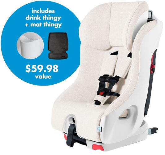Clek Foonf Convertible Car Seat + Drink & Mat Thingy Bundle - Snow (C-Zero Plus) - FO19U1-WHTW-DMTB