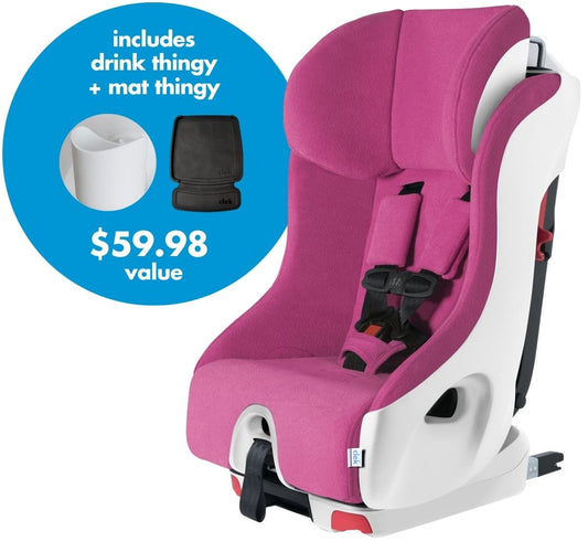 Clek Foonf Convertible Car Seat + Drink & Mat Thingy Bundle - Snowberry (C-Zero Plus) - FO19U1-PKW-DMTB