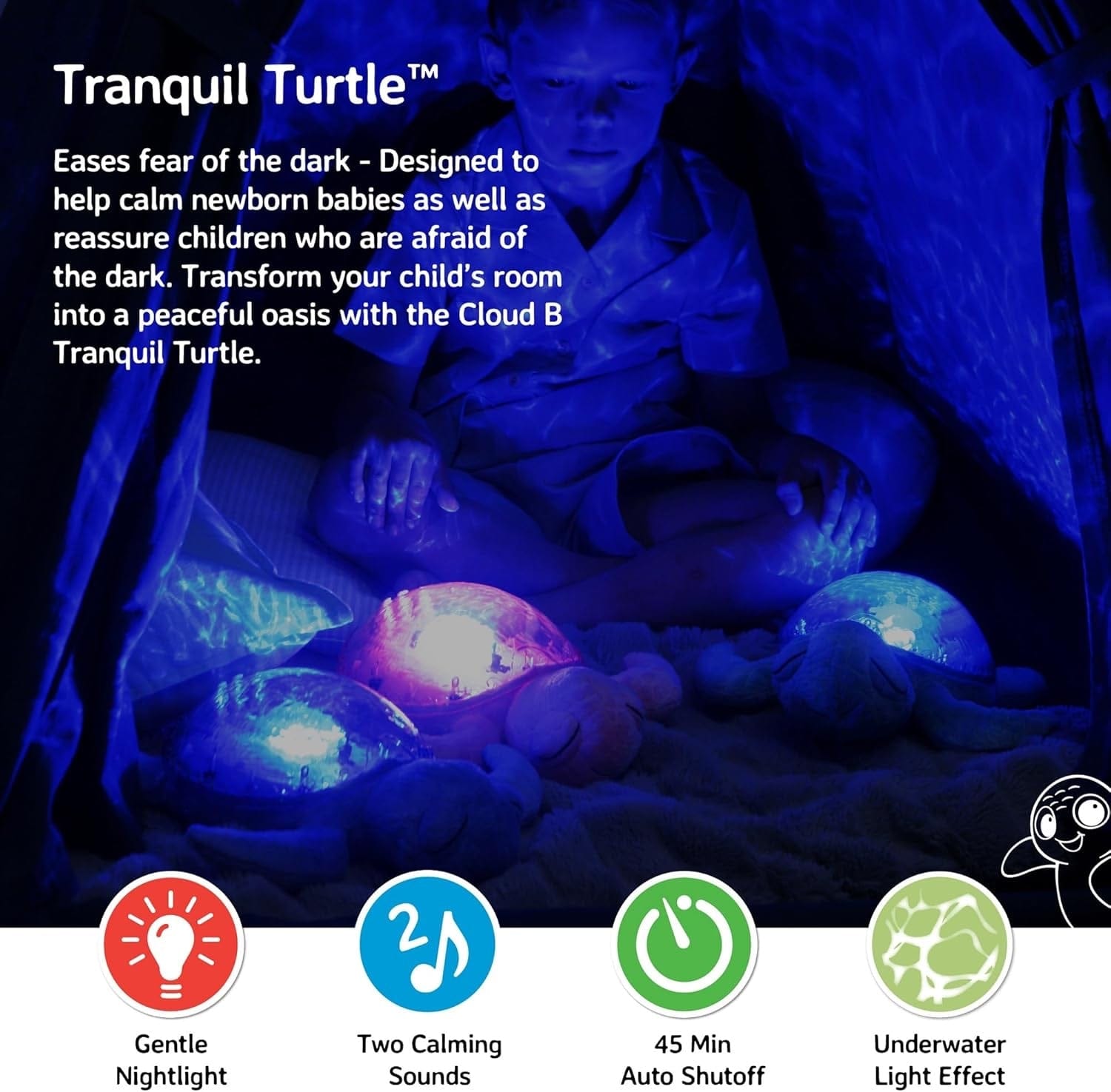 Cloud b Ocean Projector Nightlight Tranquil Turtle - Aqua - 7423-AQ