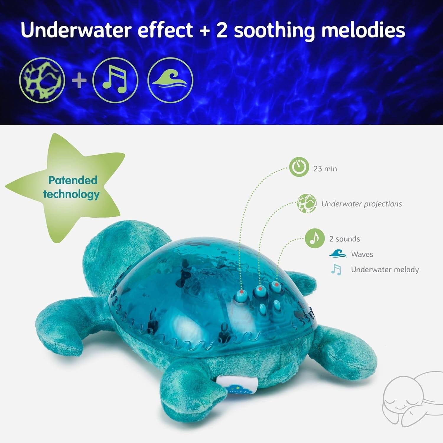 Cloud b Ocean Projector Nightlight Tranquil Turtle - Aqua - 7423-AQ