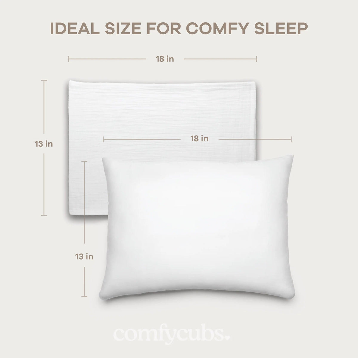 Comfy Cubs Toddler Pillow with Soft Muslin Pillow Case - White