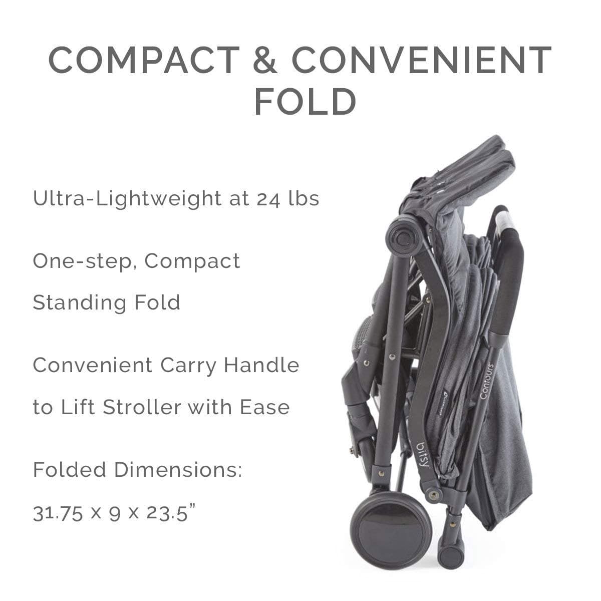 Contours Bitsy Double Stroller - Midnight Grey - zt021-mdn1