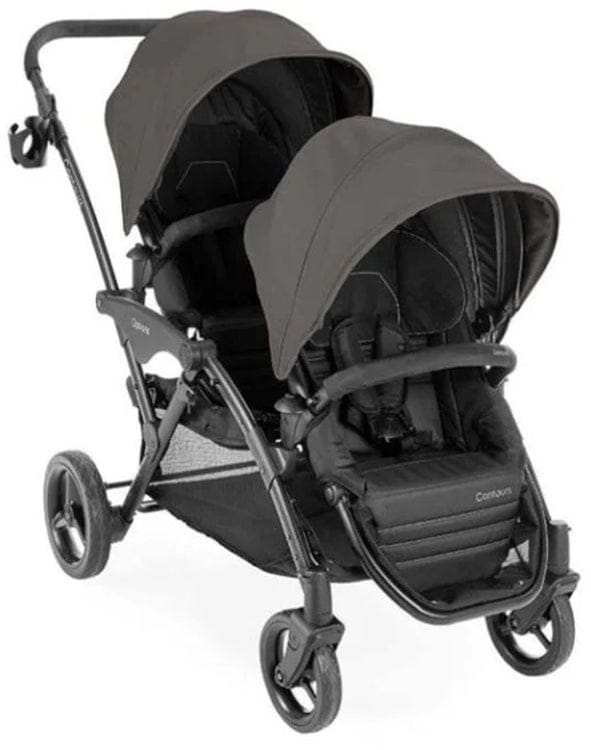 Contours Options V2 Lightweight Inline Tandem Double Stroller with Reversible Seats, Greige