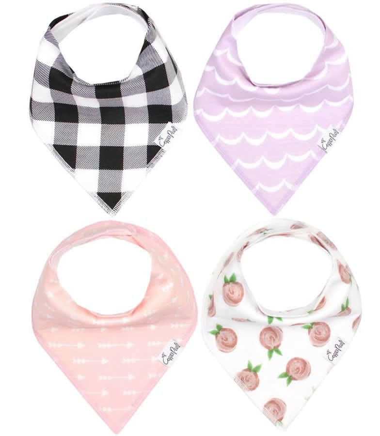 Copper Pearl Baby Bandana Bibs, 4 Pack - Rosie - X00144O2JR