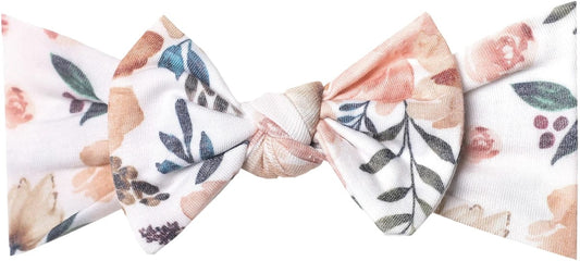 Copper Pearl Knit Headband Bow - Autumn