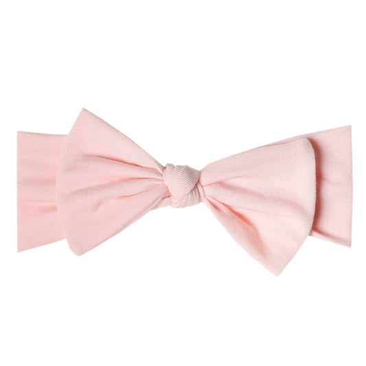 Copper Pearl Knit Headband Bow - Blush