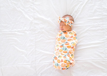 Copper Pearl Knit Headband Bow - Citrus - X002FJ8CH3