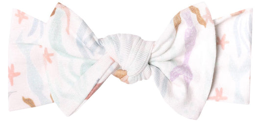 Copper Pearl Knit Headband Bow - Coral