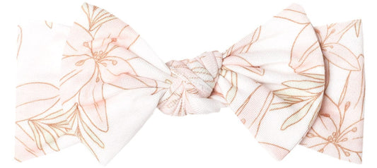 Copper Pearl Knit Headband Bow - Kiana