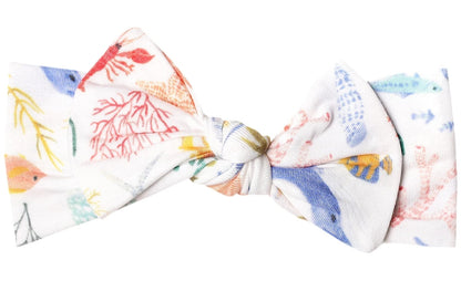 Copper Pearl Knit Headband Bow - Nautical