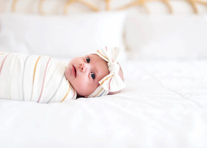 Copper Pearl Knit Headband Bow - Piper - X002FQEC9N