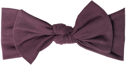 Copper Pearl Knit Headband Bow - Plum