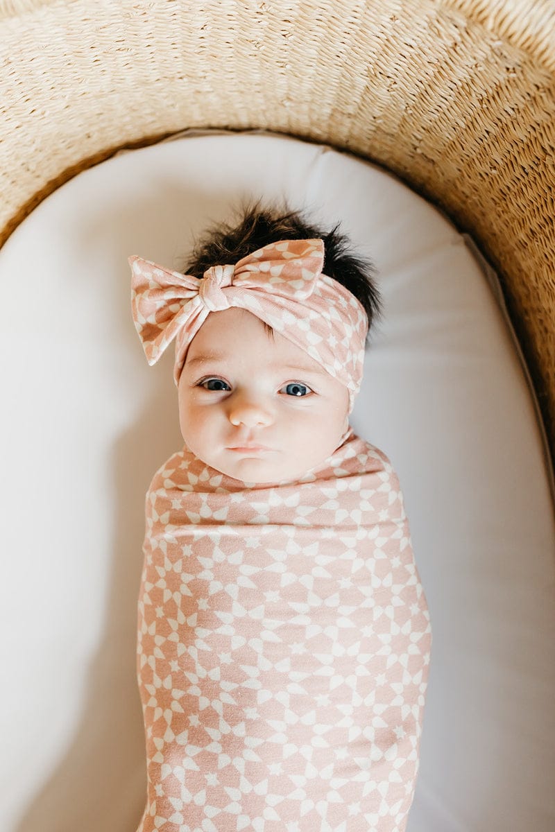 Copper Pearl Knit Headband Bow - Star - X002QSITAX