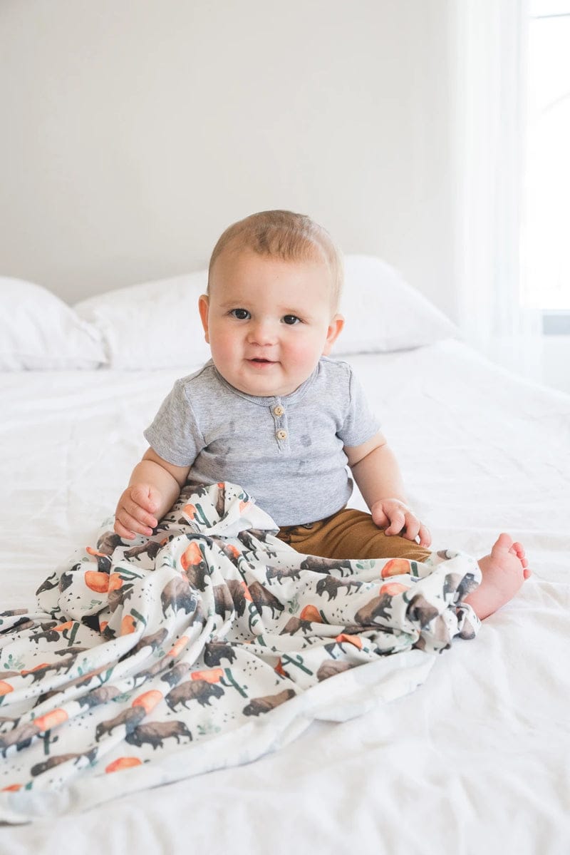 Copper Pearl Knit Swaddle Blanket - Bison - X0025HRHQH