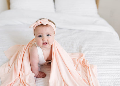 Copper Pearl Knit Swaddle Blanket - Blush - X002FJ892L