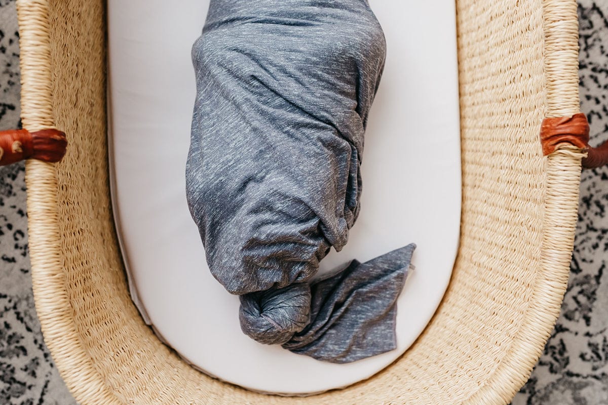 Copper Pearl Knit Swaddle Blanket - Denim - X002UOMEW7