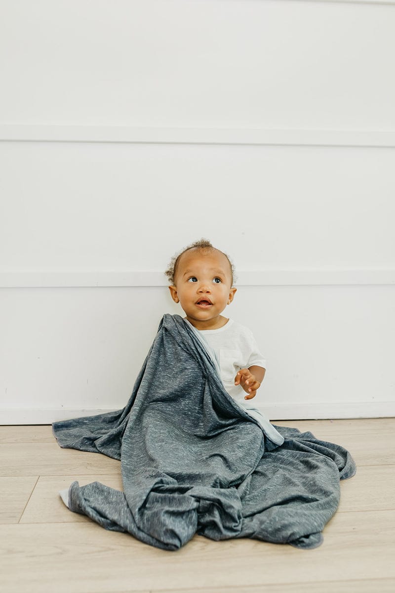 Copper Pearl Knit Swaddle Blanket - Denim - X002UOMEW7