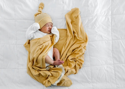 Copper Pearl Knit Swaddle Blanket - Marigold - X002BFKPAN