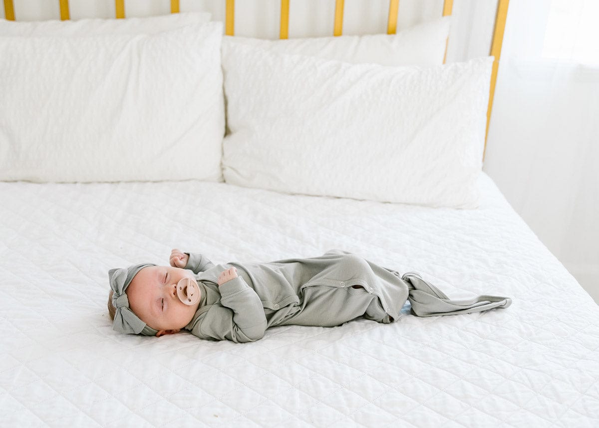 Copper Pearl Newborn Knotted Gown - Stone - X002GTBSC3