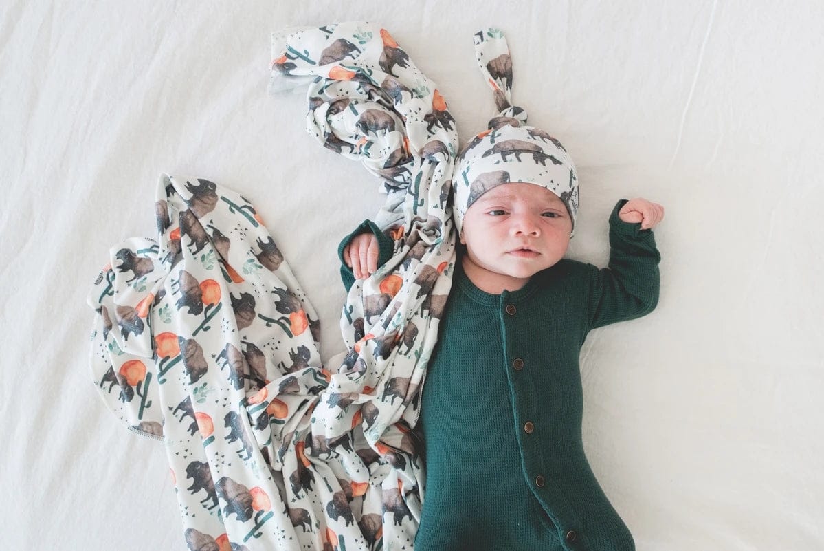 Copper Pearl Newborn Top Knot Hat - Bison - X0025D8IKP