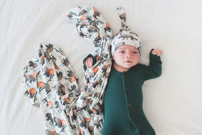 Copper Pearl Newborn Top Knot Hat - Bison - X0025D8IKP