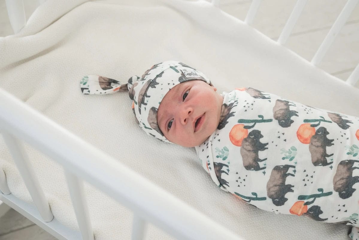 Copper Pearl Newborn Top Knot Hat - Bison - X0025D8IKP