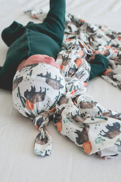 Copper Pearl Newborn Top Knot Hat - Bison - X0025D8IKP