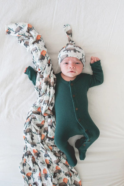 Copper Pearl Newborn Top Knot Hat - Bison - X0025D8IKP