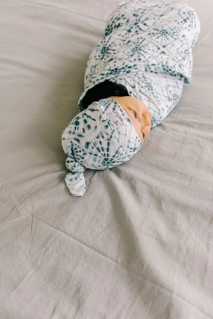 Copper Pearl Newborn Top Knot Hat - Indigo - X001UWJLXF