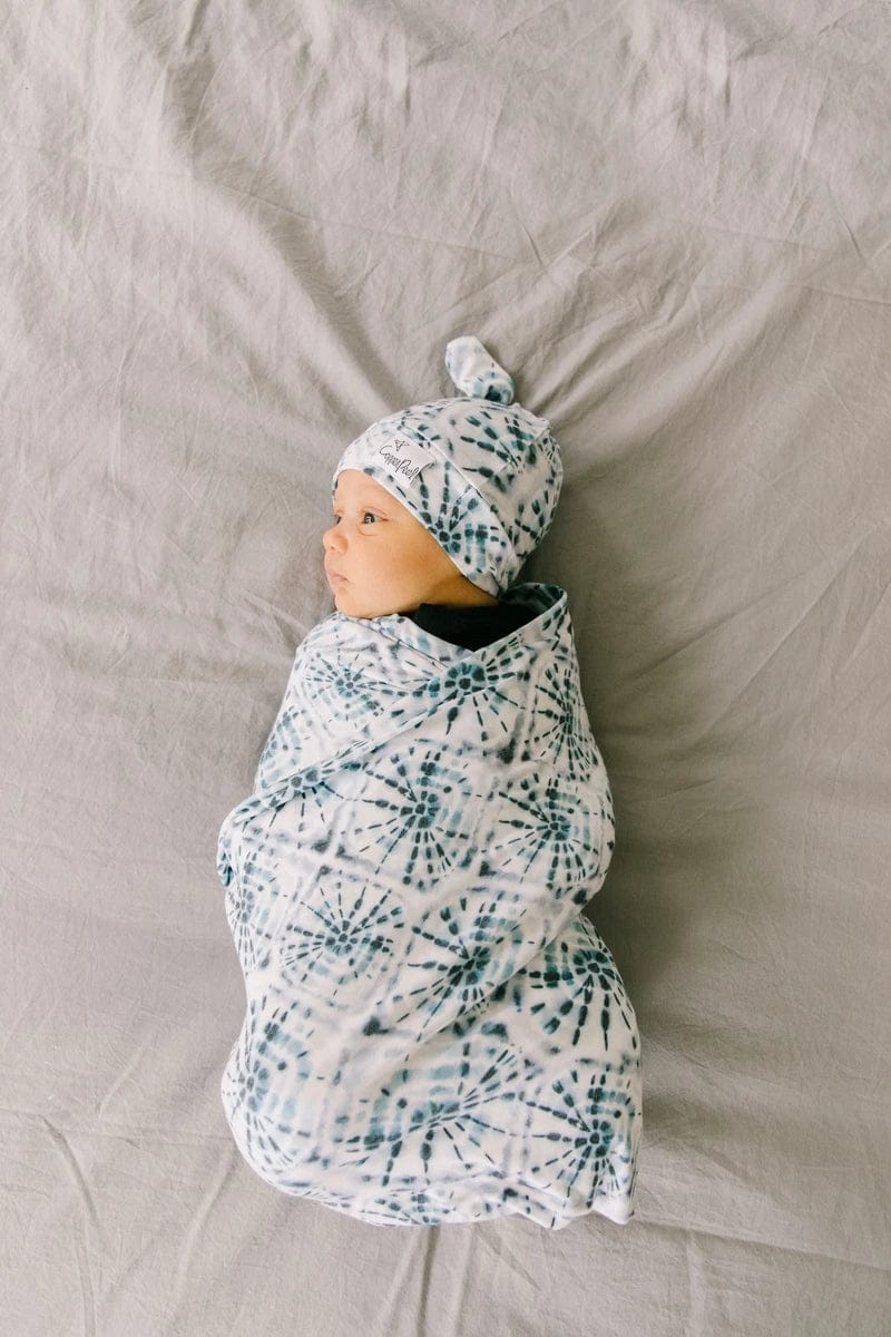 Copper Pearl Newborn Top Knot Hat - Indigo - X001UWJLXF