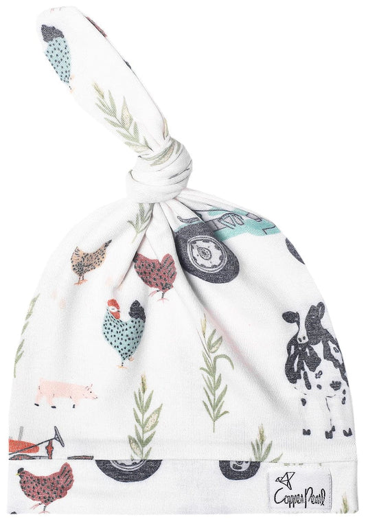 Copper Pearl Newborn Top Knot Hat - Jo