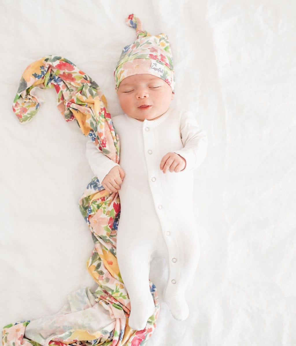 Copper Pearl Newborn Top Knot Hat - Lark