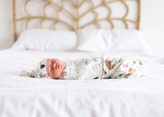 Copper Pearl Newborn Top Knot Hat - Lumberjack - X002DGMMDX