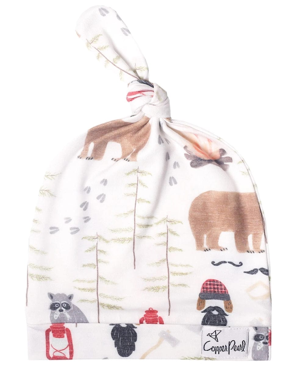 Copper Pearl Newborn Top Knot Hat - Lumberjack - X002DGMMDX