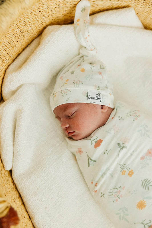 Copper Pearl Newborn Top Knot Hat - Mabel - X003ZZTMT3