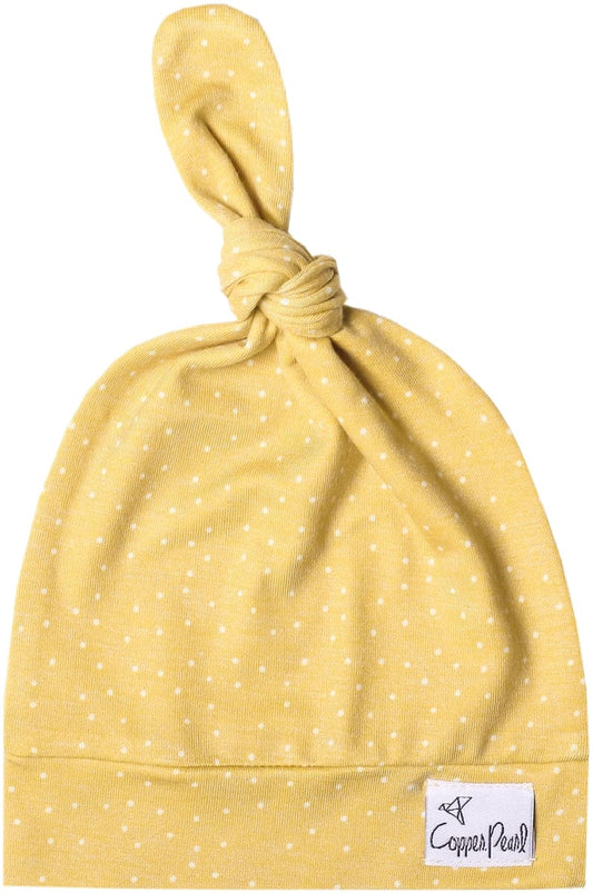 Copper Pearl Newborn Top Knot Hat - Marigold
