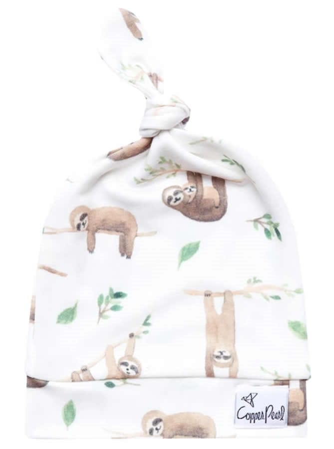 Copper Pearl Newborn Top Knot Hat - Noah - X001TDR0SD