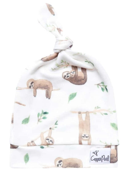 Copper Pearl Newborn Top Knot Hat - Noah - X001TDR0SD