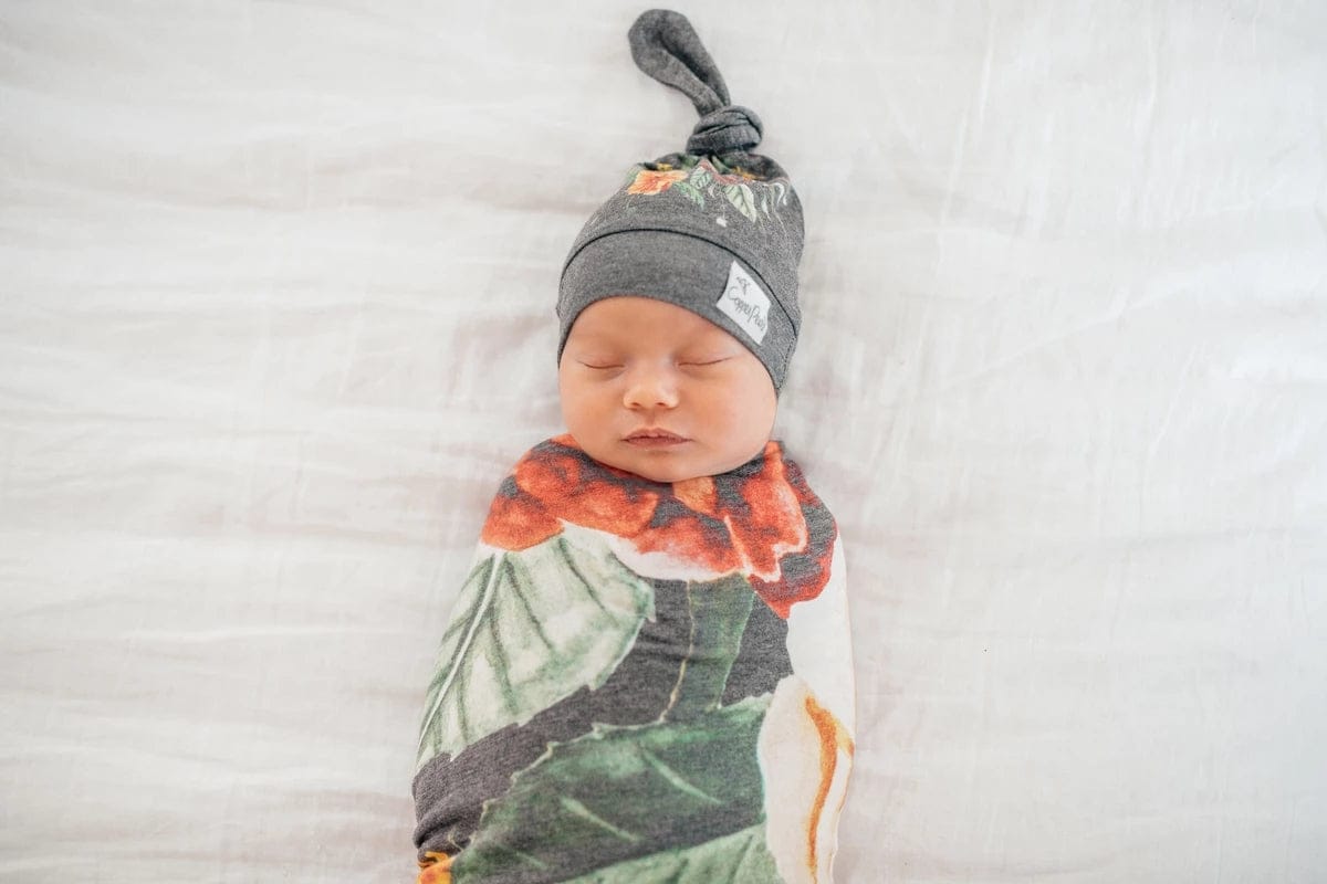 Copper Pearl Newborn Top Knot Hat - Raven - X001VBKMJ7
